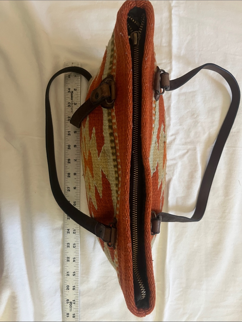 Artisan Aztec Shoulder Bag in Rust, Olive & Cream - Picture 5 of 6